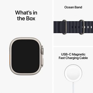Apple Watch Ultra [GPS + Cellular 49 mm] Smart Watch w/Rugged Titanium Case & Midnight Ocean Band.