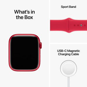 Apple Watch Series 8 [GPS 45 mm] Smart Watch w/ (Product) RED Aluminium Case with (Product) RED Sport Band.