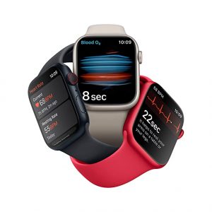 Apple Watch Series 8 [GPS + Cellular 41 mm] smart watch w/ (Product)RED Aluminium Case & (Product)RED Sport Band.