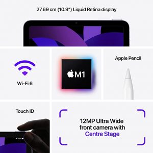 Apple 2022 iPad Air M1 Chip (10.9-inch/27.69 cm, Wi-Fi, 256GB) – Purple (5th Generation)