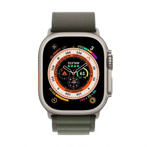Apple Watch Ultra [GPS + Cellular 49 mm] smart watch w/Rugged Titanium Case & Green Alpine Loop – Medium.