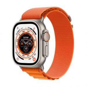 Apple Watch Ultra [GPS + Cellular 49 mm] Smart Watch w/Rugged Titanium Case & Orange Alpine Loop Medium.