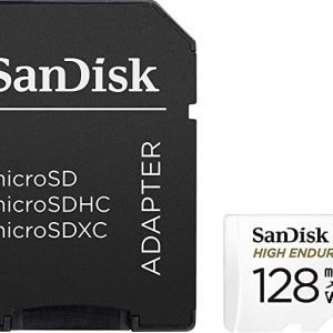 SanDisk 128GB High Endurance Video MicroSDXC Card with Adapter for Dash Cam and Home Monitoring Surveillance Systems – C10, U3, V30, 4K UHD, Micro SD Card – SDSQQNR-128G-GN6IA